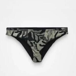 Prana Gemma Reversible Bikini Bottom Seaside black olive green coral kelp print